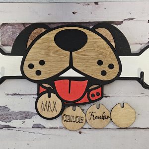Cartoon Dog Leash Holder with Custom Collar