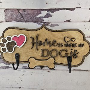 Home is Where my Dog Is Dog Leash Holder with Custom Name