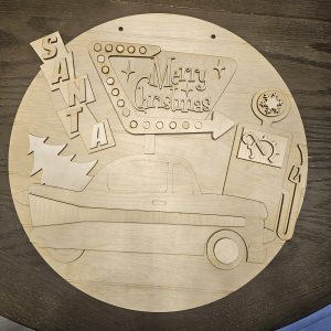 Merry Christmas Retro Round Sign